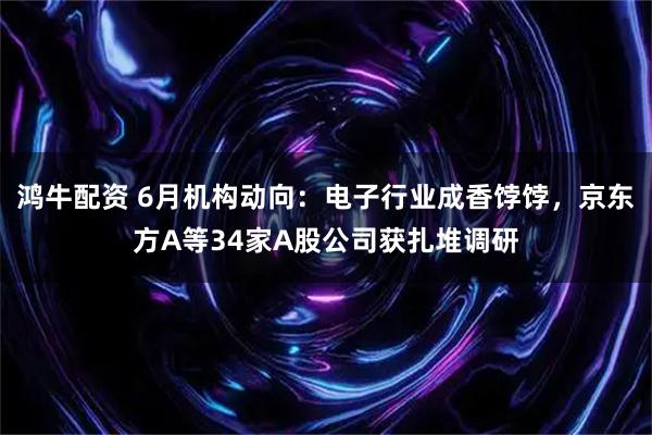鸿牛配资 6月机构动向：电子行业成香饽饽，京东方A等34家A股公司获扎堆调研